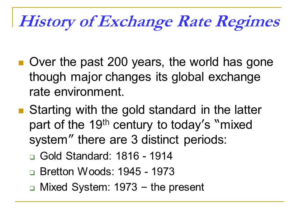 foreign exchange rate regimes